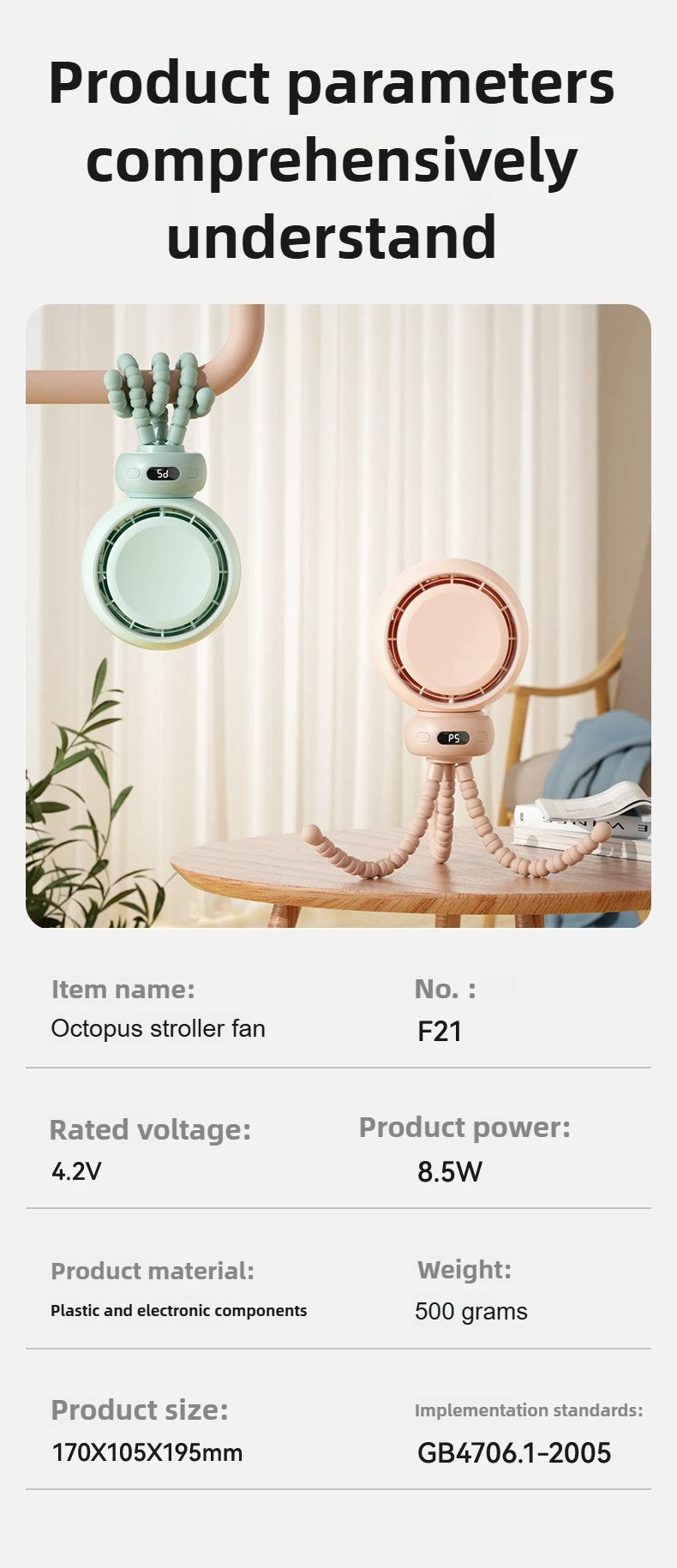 Bladeless Baby Stroller Fan with LED Display