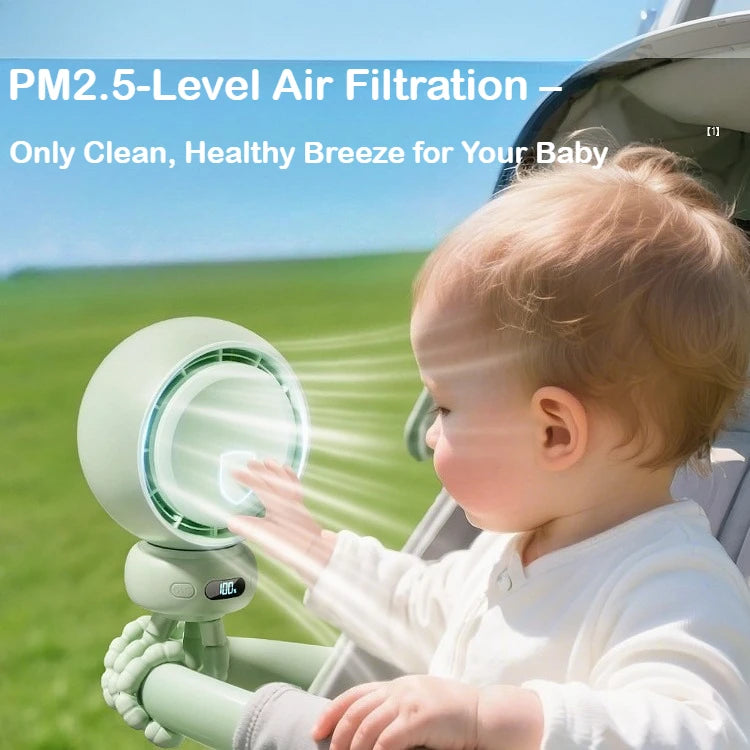 Bladeless Baby Stroller Fan with LED Display