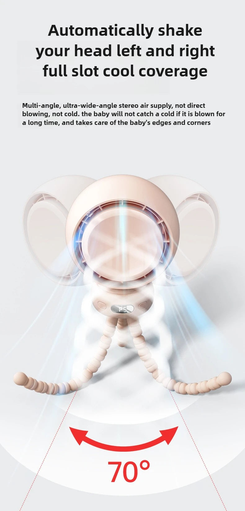 Bladeless Baby Stroller Fan with LED Display