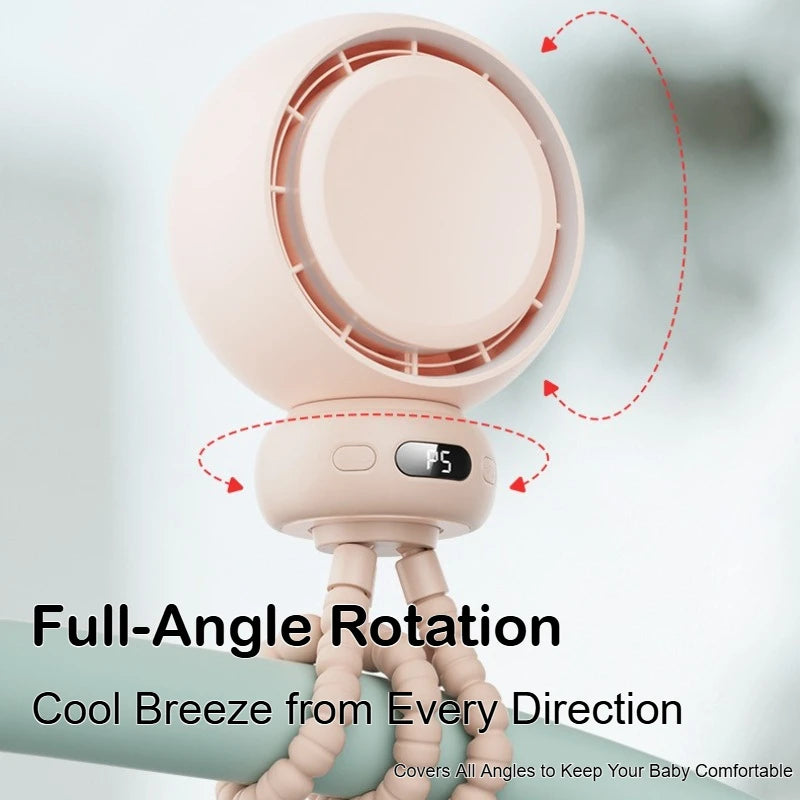 Bladeless Baby Stroller Fan with LED Display