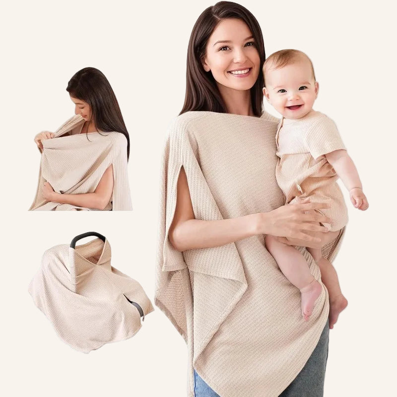Breathable 4-in-1 Nursing Cover – Poncho, Shawl & Stroller Cover