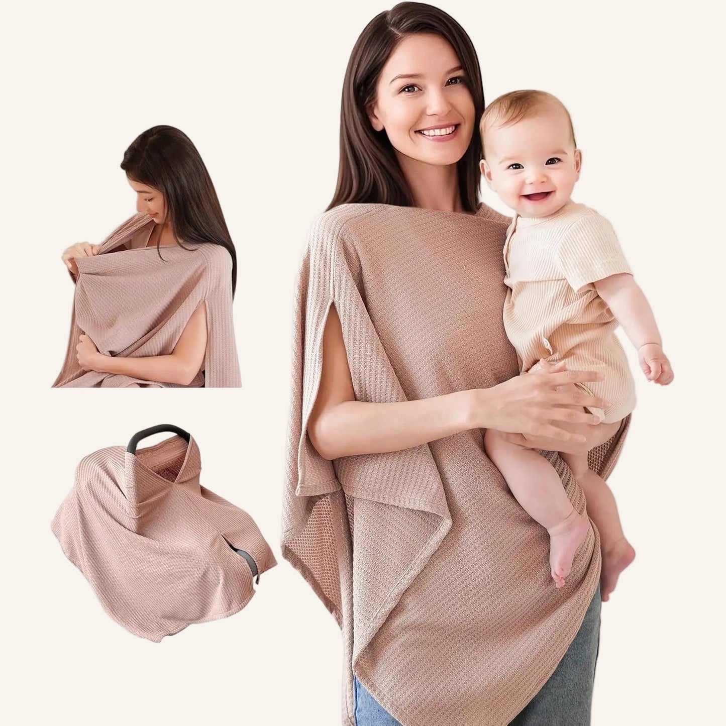 Breathable 4-in-1 Nursing Cover – Poncho, Shawl & Stroller Cover