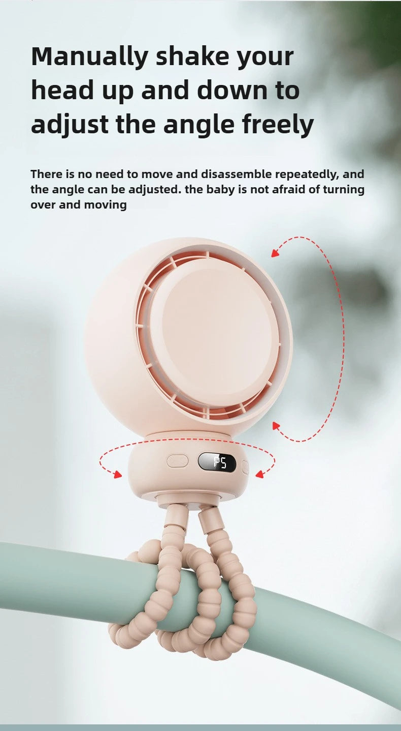 Bladeless Baby Stroller Fan with LED Display