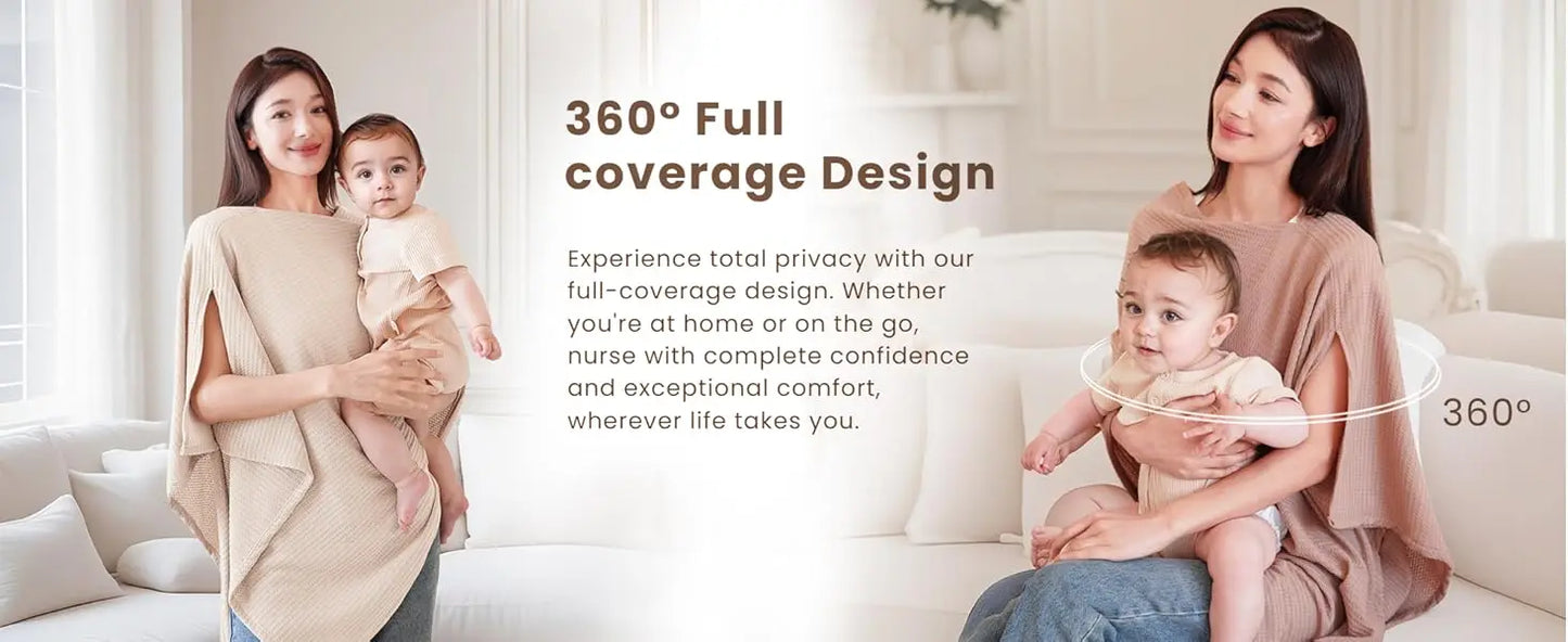 Breathable 4-in-1 Nursing Cover – Poncho, Shawl & Stroller Cover