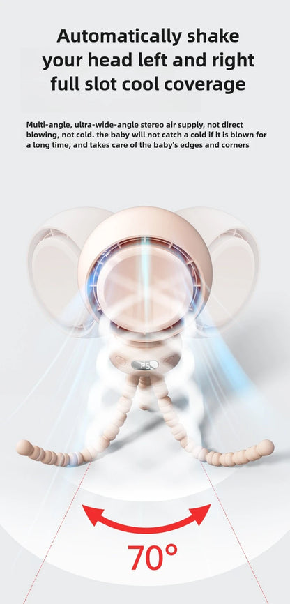 Bladeless Baby Stroller Fan with LED Display