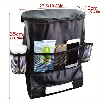 Car Seat Organizer – Multi-Pocket Backseat Storage with Insulated Drink Holder & Mesh Pockets
