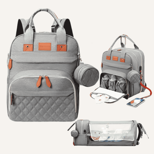 3-in-1 Nappy BackPack with Foldable Baby Bed