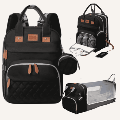 3-in-1 Nappy BackPack with Foldable Baby Bed