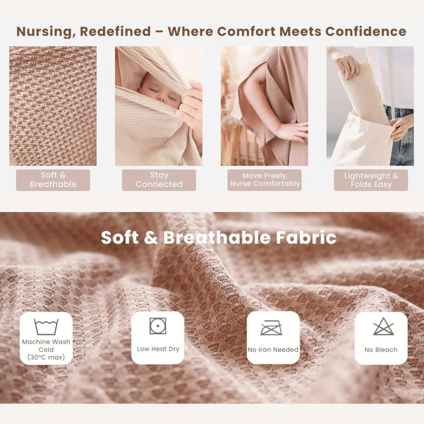 Breathable 4-in-1 Nursing Cover – Poncho, Shawl & Stroller Cover