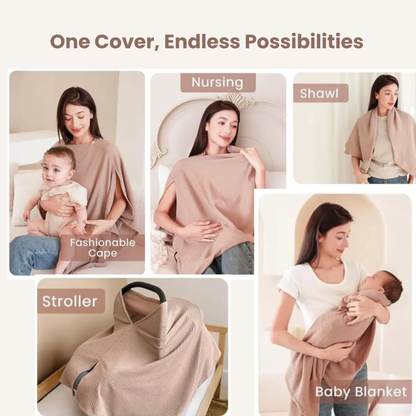 Breathable 4-in-1 Nursing Cover – Poncho, Shawl & Stroller Cover